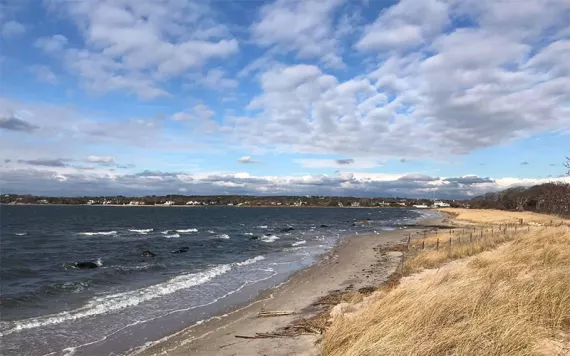 Three elements of the project: beach nourishment, dune grass restoration, and boulders for a wave break to help mitigate erosion | Photo by Shavonne Smith