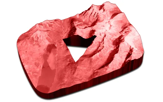 Illustration showing YouTube icon carved out of Glacier National Park
