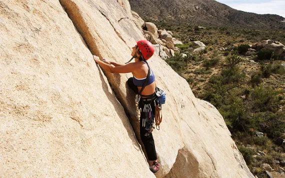 Female Rock Climber Joshua Tree National Park, California.