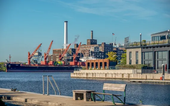 BRESCO trash incinerator in the background with Baltimore's Locus Point in the foreground. 