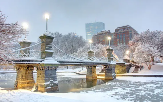 Boston Common covered in snow during the recent winter deep freeze