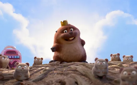 The main beaver in Pixar's latest film stands atop his kingdom