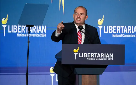 Sen. Mike Lee (R-Utah) delivers remarks during the Libertarian National Convention at the Washington Hilton in Washington, D.C., May 25, 2024.