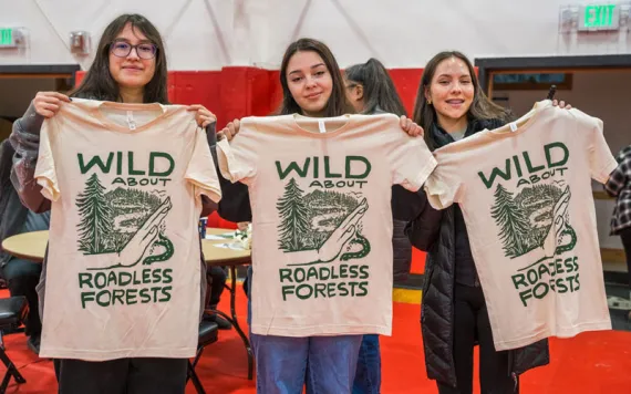 Attendees at a public hearing to support the Forest Service's proposal to protect roadless portions the Tongass National Forest. The hearing was co-hosted by the Organized Village of Kake and the Southeast Alaska Conservation Council.