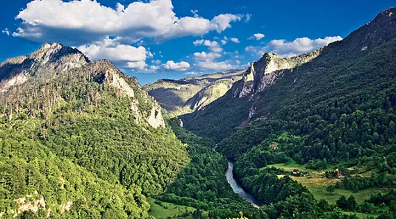 Cascading out of the Prokletije mountains, the Tara River has cut a 4,200-foot-deep gorge in northern Montenegro.