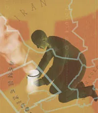 person holding nuclear plant on a map