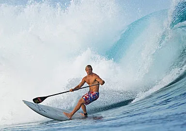 No one has done more to popularize the sport of stand-up paddle surfing than Laird Hamilton, pictured here in Indonesia.