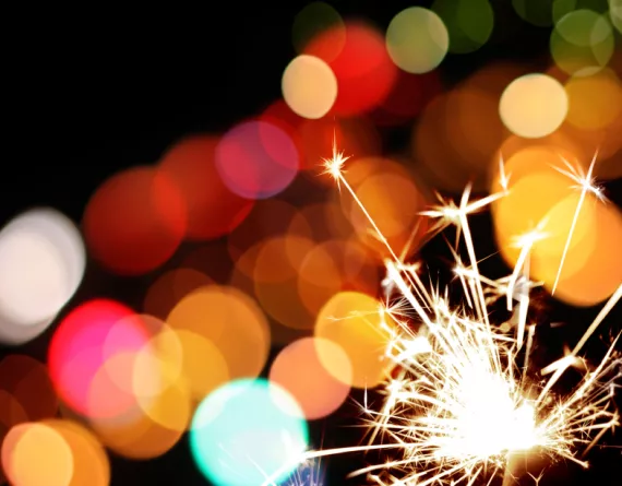 Fireworks and a holiday sparkler