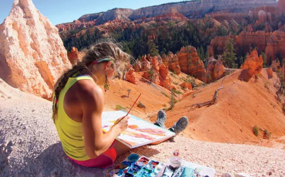 Rachel Pohl paints Bryce Canyon in Utah, featured in the new Imax film National Parks Adventure.