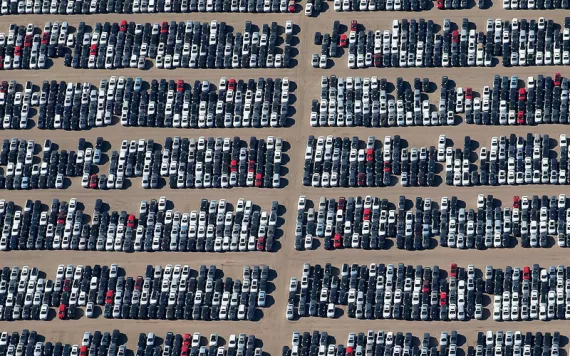 A desert graveyard near Victorville, California, holds some of the 350,000 Volkswagen and Audi diesel cars that VW bought back from customers for $7.4 billion.