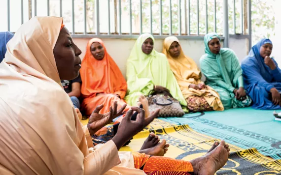 A staff meeting at the Center for Girls' Education in Nigeria.