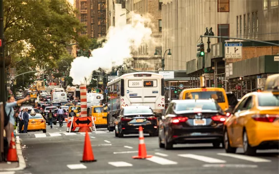 A busy street in Manhattan