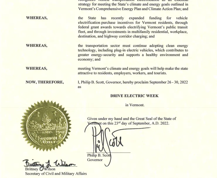 Drive Electric VT Proclamation