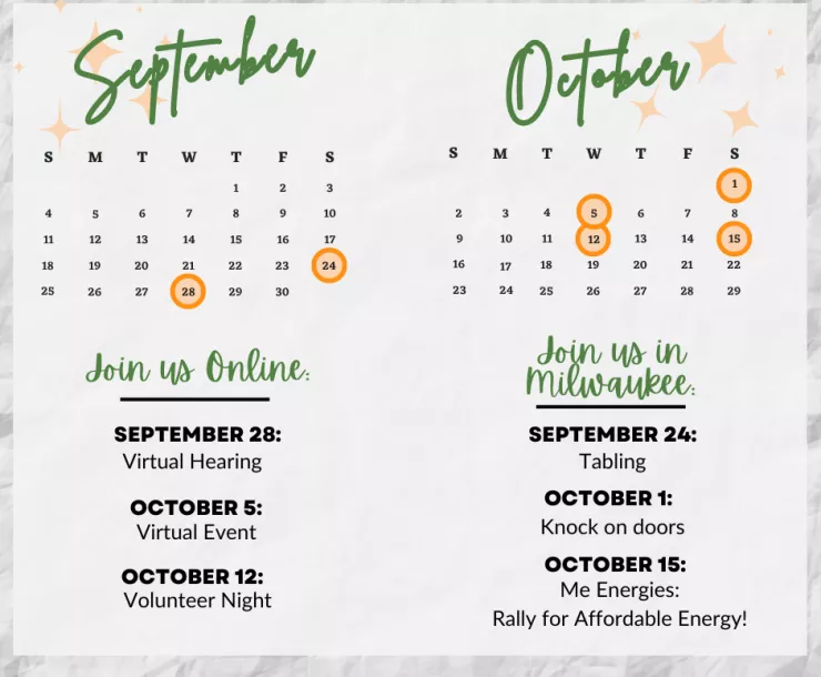 Calendar of events for rate case