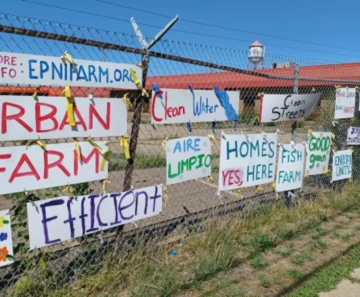 Roof Depot site with EPNI Urban Farm signs