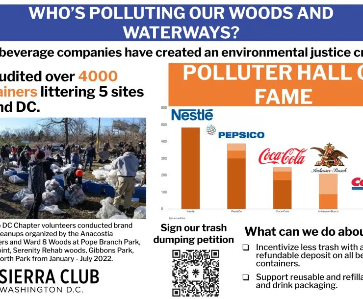 Poster of brand audit of 4,000 beverage containers in Washington, DC