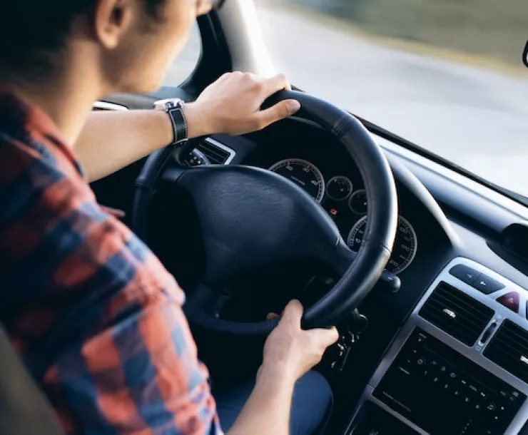 Man driving car