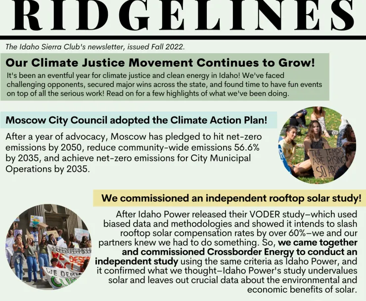 Fall 2022 Print Newsletter front page