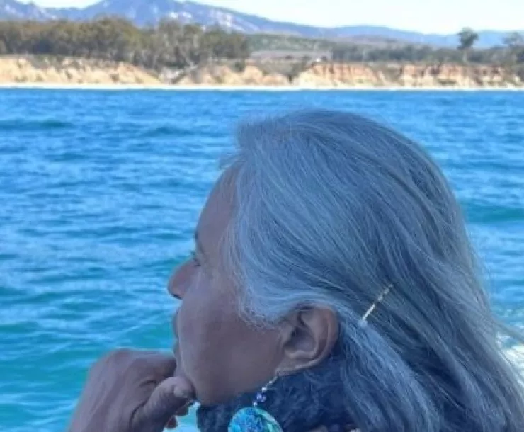 Chumash leader Julie Tumamait-Stenslie quietly gazes at the shore where her ancestors thrived. Photo by John Hankins.