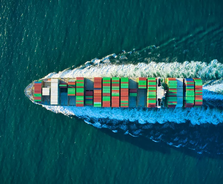 Cargo ship in the ocean