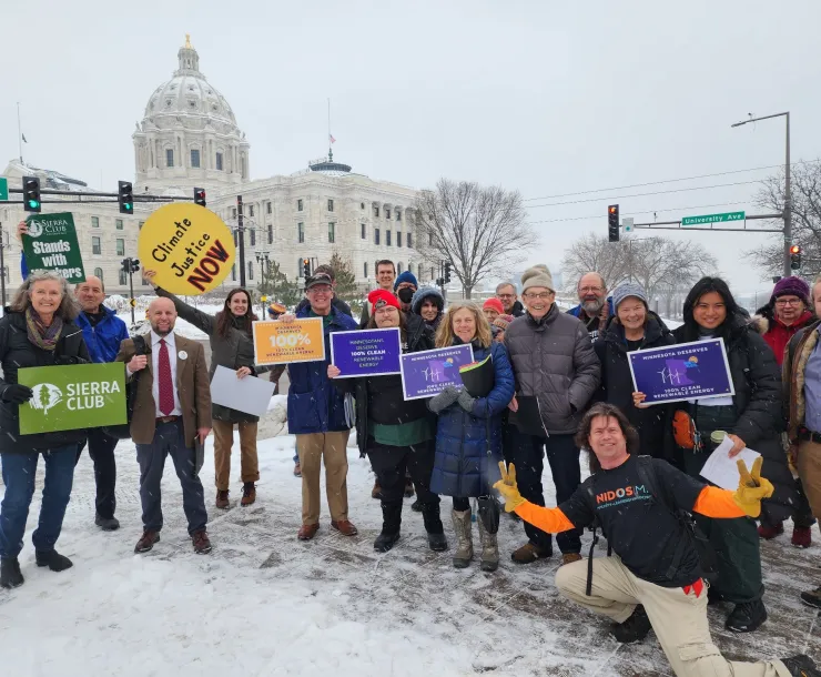 Activists getting ready to speak to legislators in support of the 100% Clean Energy Bill 