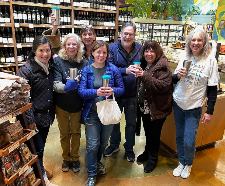 PlasticFree Marin poses with Supervisor Rodoni in Mill Valley.