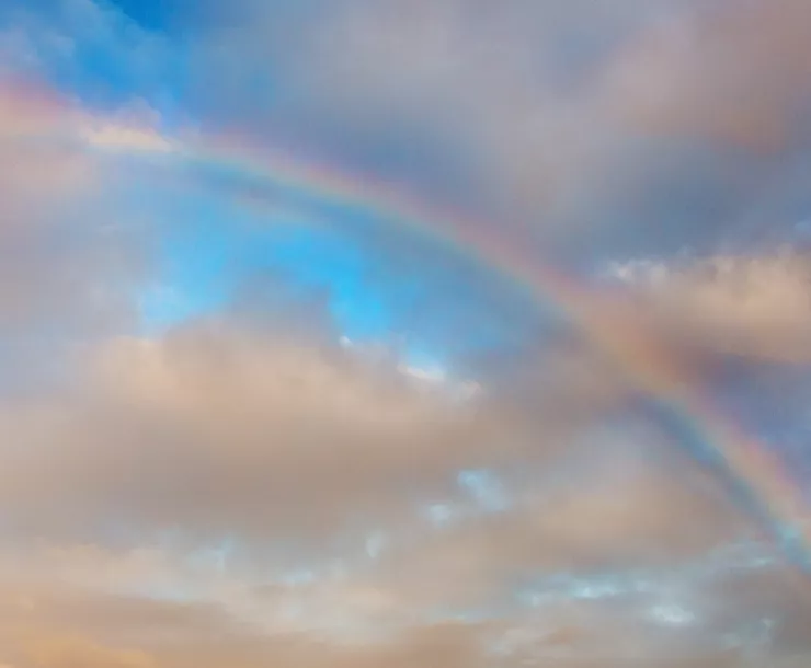 Rainbow in the clouds after a storm