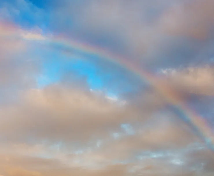 Rainbow in the clouds after a storm