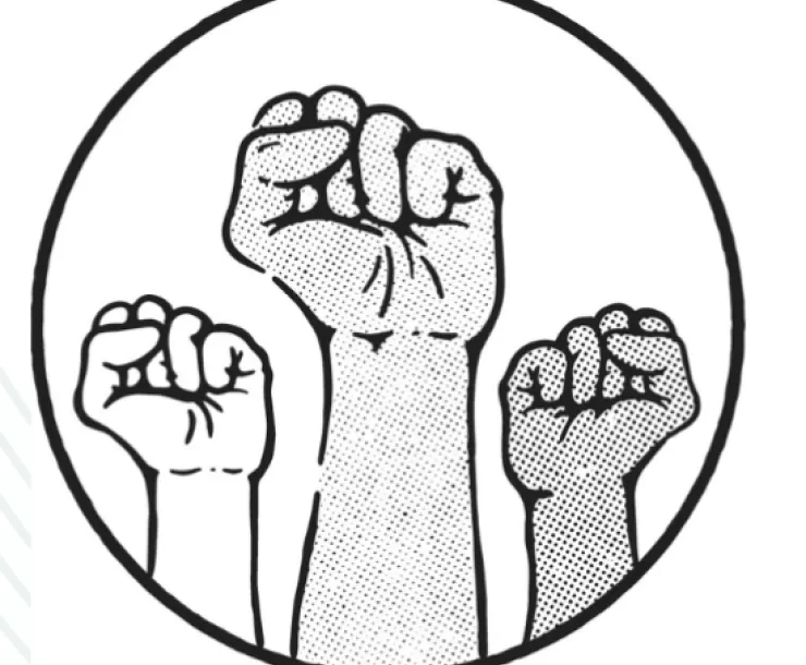 Three raised fists