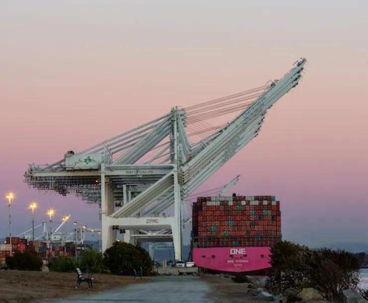 Port of Oakland at sunset