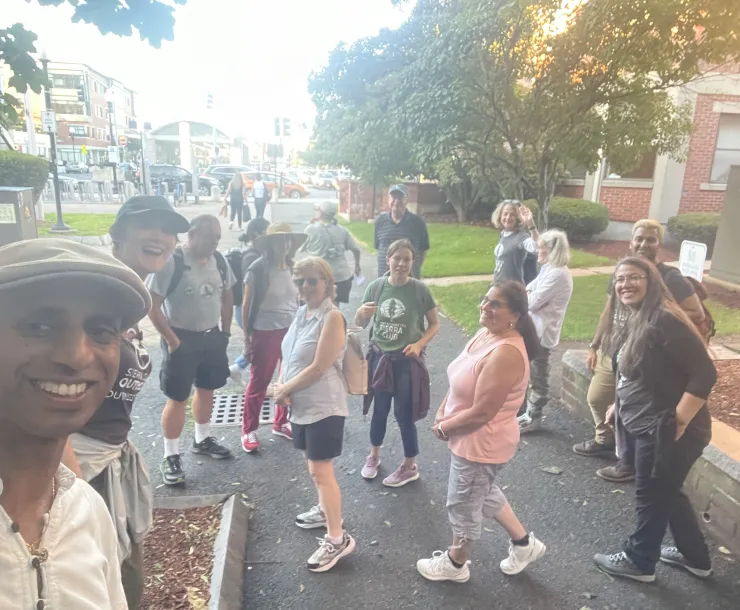 A group of people standing outside in East Boston