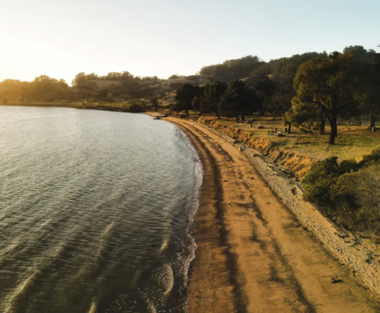 Point Molate shoreline at sunset