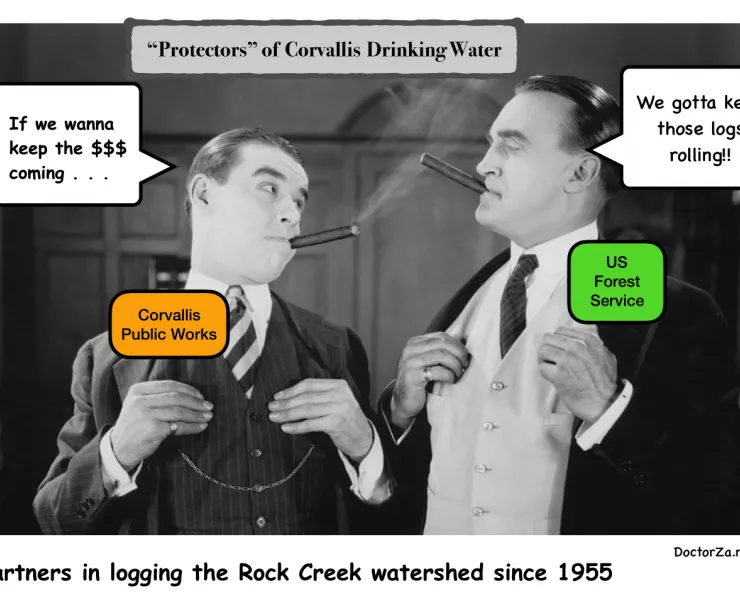 An old black and white photo of two men in tuxedos smoking cigars with present-day text bubbles added to represent their conversation.