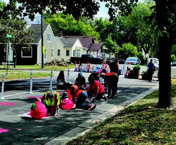Rochester students make their route to school safer. Photo credit: WeBike Rochester