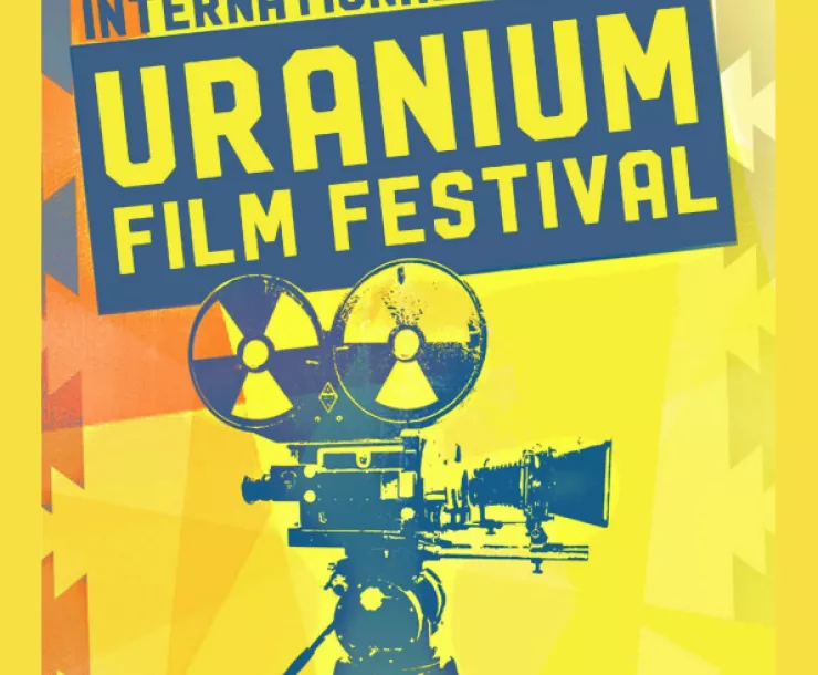 A brightly colored flyer that says, International Uranium Film Festival.