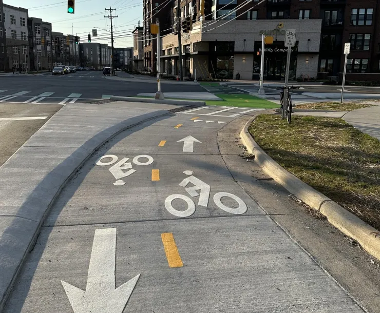 A protected bike lane in Charlotte NC