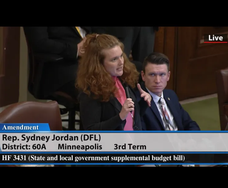 MN Rep Sydney Jordan (DFL - Minneapolis) speaking in the MN House regarding amendments to HF3431
