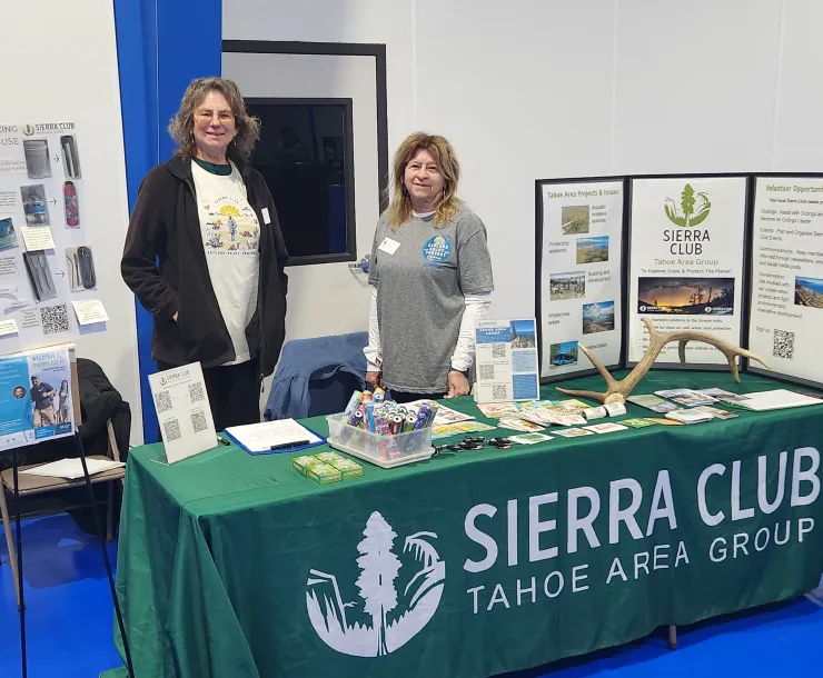 Tobi Tyler and Lynne Paulson at our table for the Washoe Earth Day