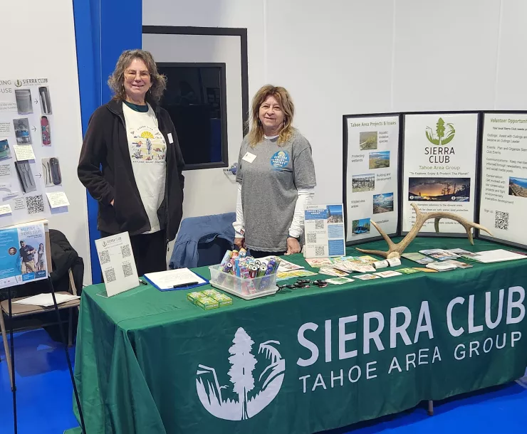 Tobi Tyler and Lynne Paulson at our table for the Washoe Earth Day