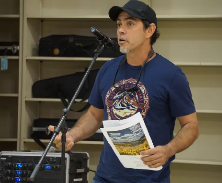 Erick Meza from Sierra Club borderlands talking about impacts of blasting, Photo Anna Darian