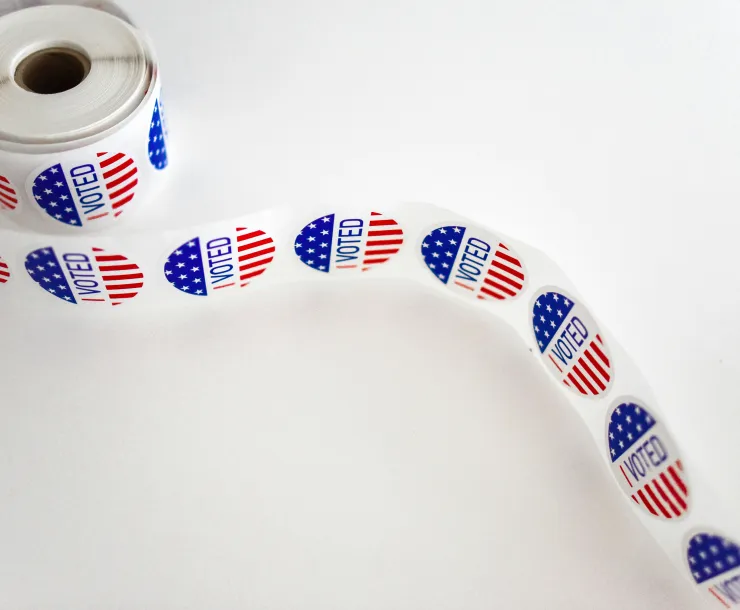 A roll of "I Voted" stickers.