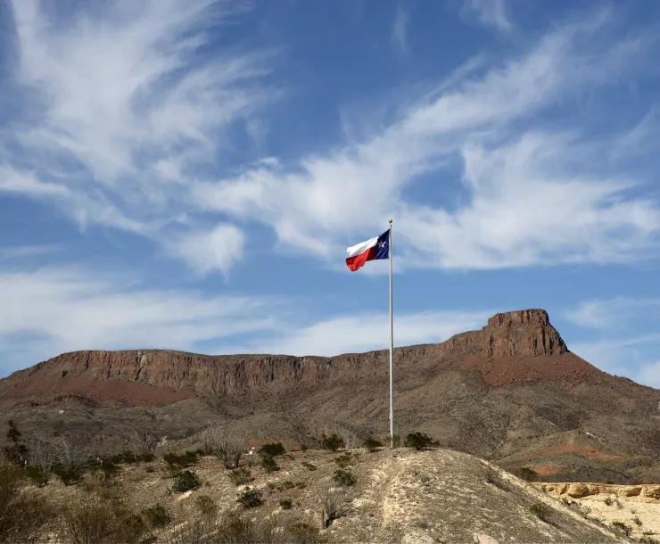 texas flag in sky