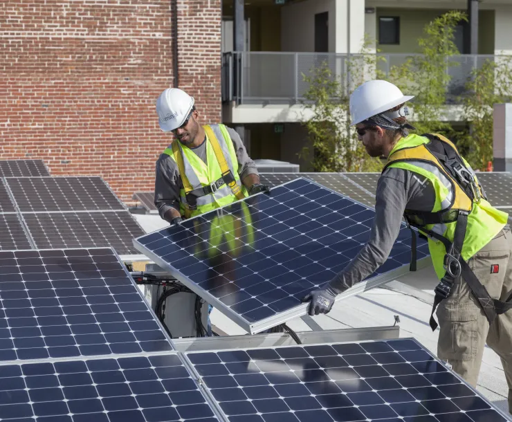image of solar panel installation. 