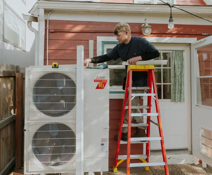 Heat Pump Installation at Sierra Club staff member Anna McDevitt's home in Colorado, November 13, 2023.