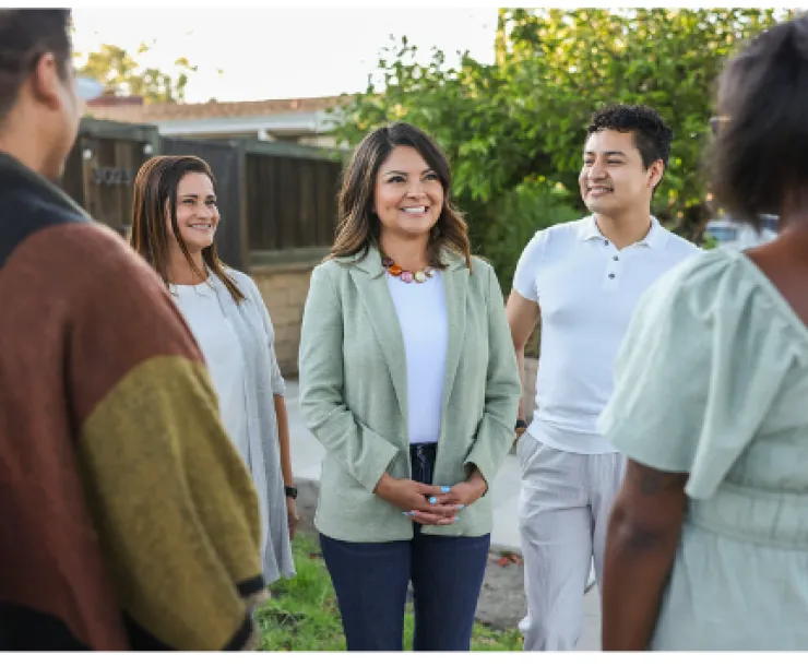California Sen. Lena Gonzalez meeting with supporters