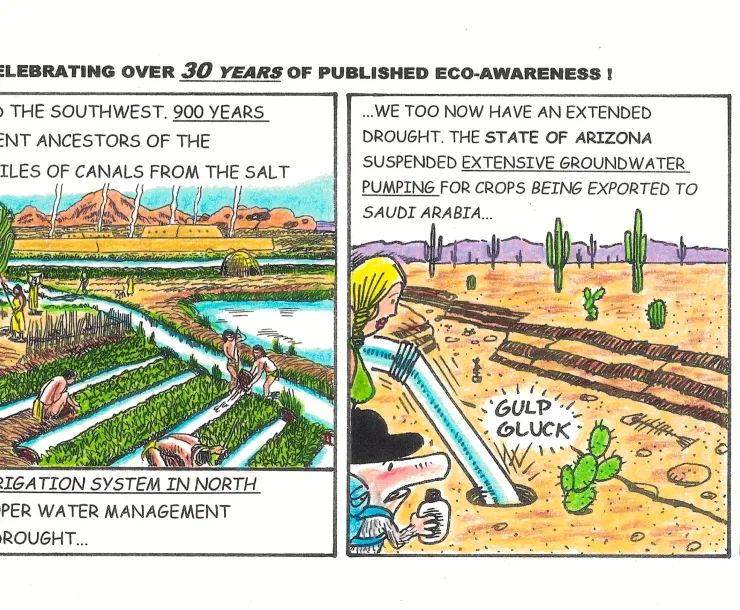 a comic strip depicting water use