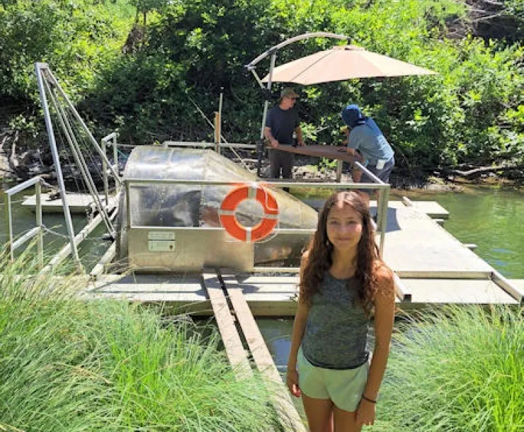 Helena at RCD Fish Monitoring station on Napa River