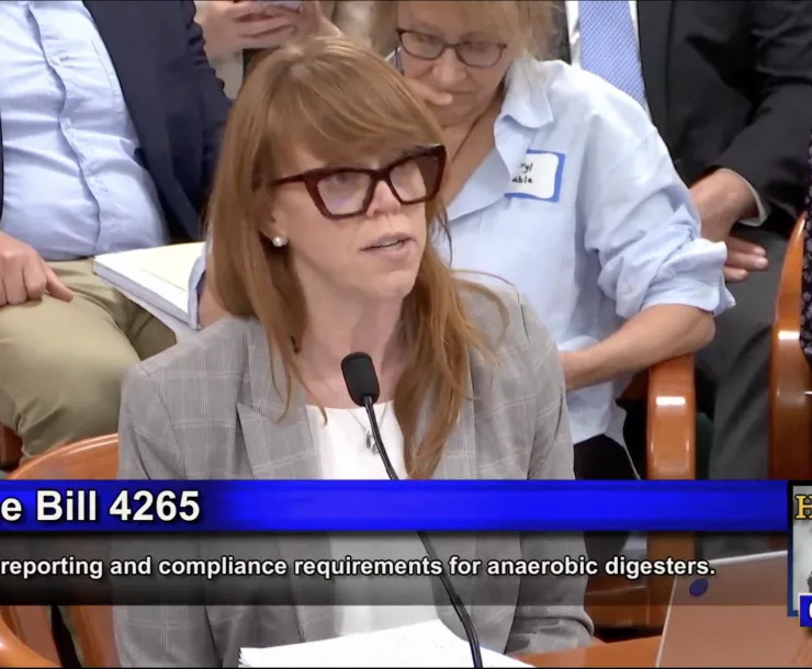 Political and legislative director Christy McGillivray testifies against HB 4265 in the Michigan House Agricultural Committee