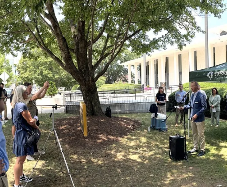 A wide angle shot shows viewers and participants at a June 26, 2025, news conference at the NC legislature