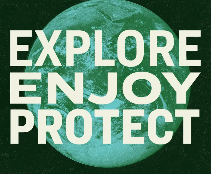 A graphic design showing Earth with the Sierra Club motto superimposed